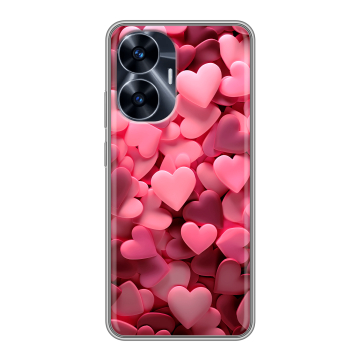 Силиконовый чехол на Realme C55 с принтом розовые сердечки Силиконовый чехол на Realme C55 с принтом розовые сердечки