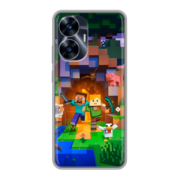 Силиконовый чехол на Realme C55 с принтом Майнкрафт Minecraft Силиконовый чехол на Realme C55 с принтом Майнкрафт Minecraft