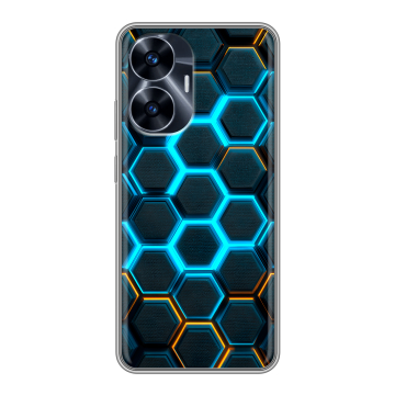 Силиконовый чехол на Realme C55 с принтом Неоновые соты Силиконовый чехол на Realme C55 с принтом Неоновые соты