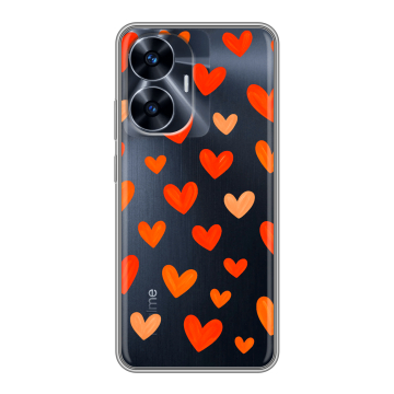 Силиконовый чехол на Realme C55 с принтом Сердечки Силиконовый чехол на Realme C55 с принтом Сердечки