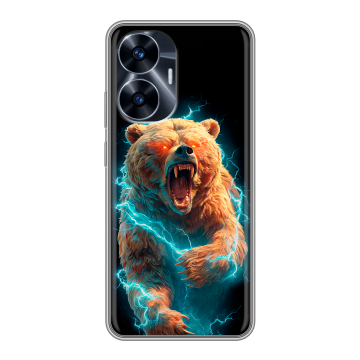 Силиконовый чехол на Realme C55 с принтом Медведь Силиконовый чехол на Realme C55 с принтом Медведь