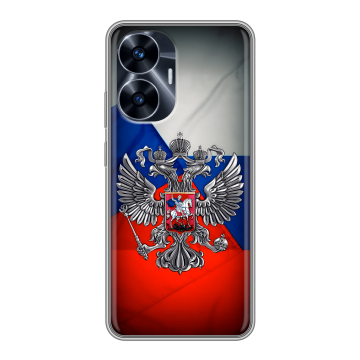 Силиконовый чехол на Realme C55 с принтом Флаг России Силиконовый чехол на Realme C55 с принтом Флаг России