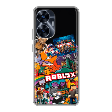 Силиконовый чехол на Realme C55 с принтом Roblox Роблокс Силиконовый чехол на Realme C55 с принтом Roblox Роблокс