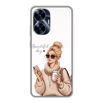 Силиконовый чехол на Realme C55 с принтом женский Силиконовый чехол на Realme C55 с принтом женский
