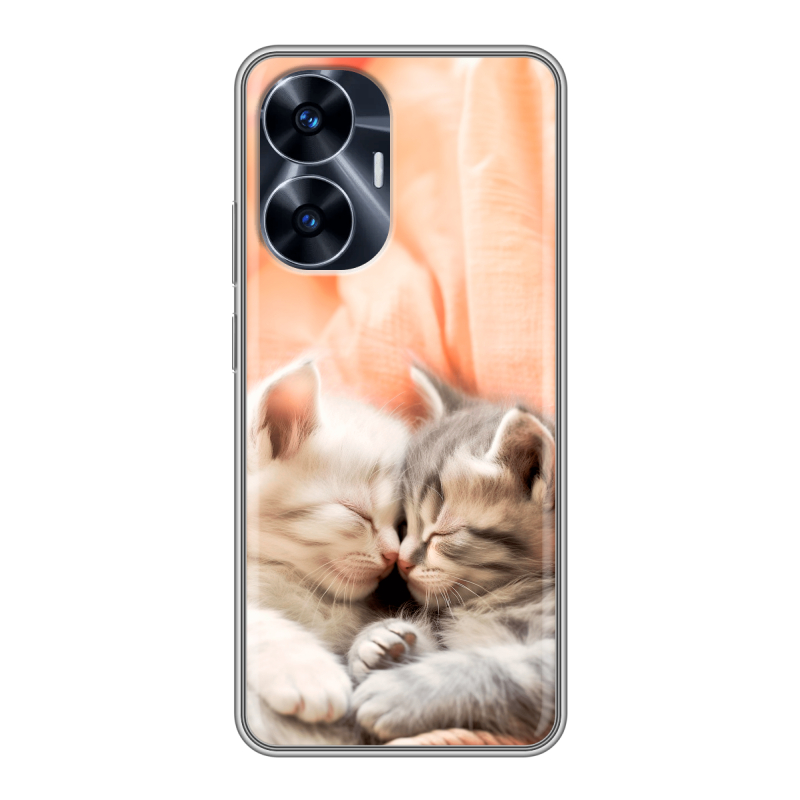 Силиконовый чехол на Realme C55 с принтом Котята Силиконовый чехол на Realme C55 с принтом Котята