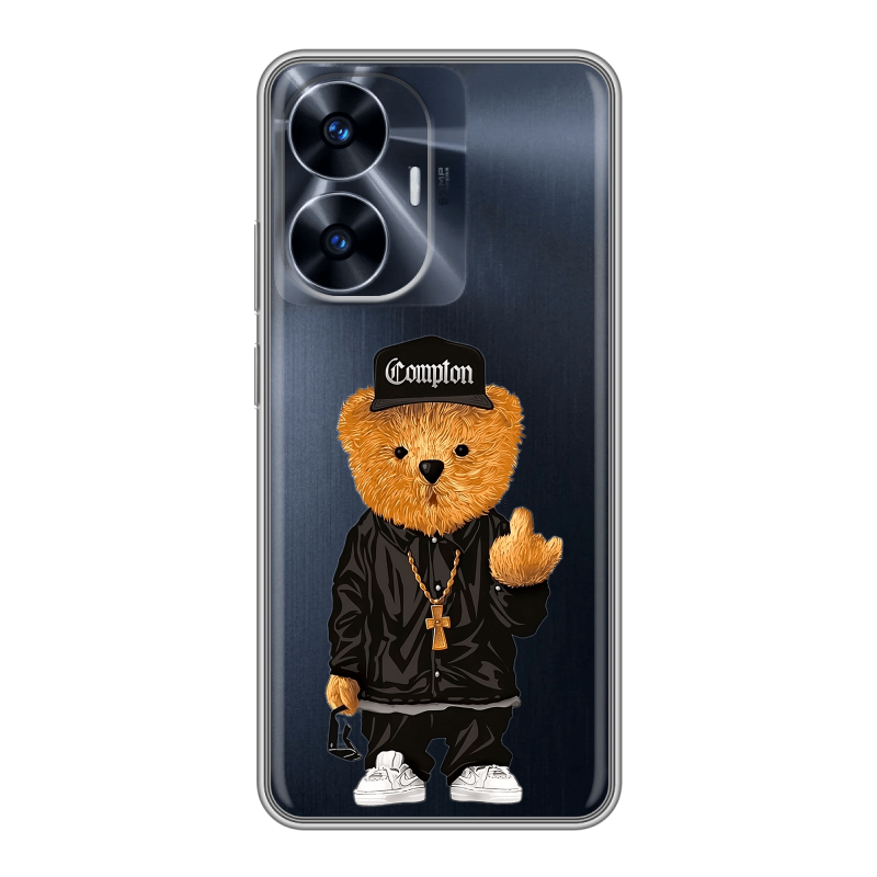 Силиконовый противоударный чехол на Realme C55 с принтом Плюшевый медведь Силиконовый противоударный чехол на Realme C55 с принтом Плюшевый медведь
