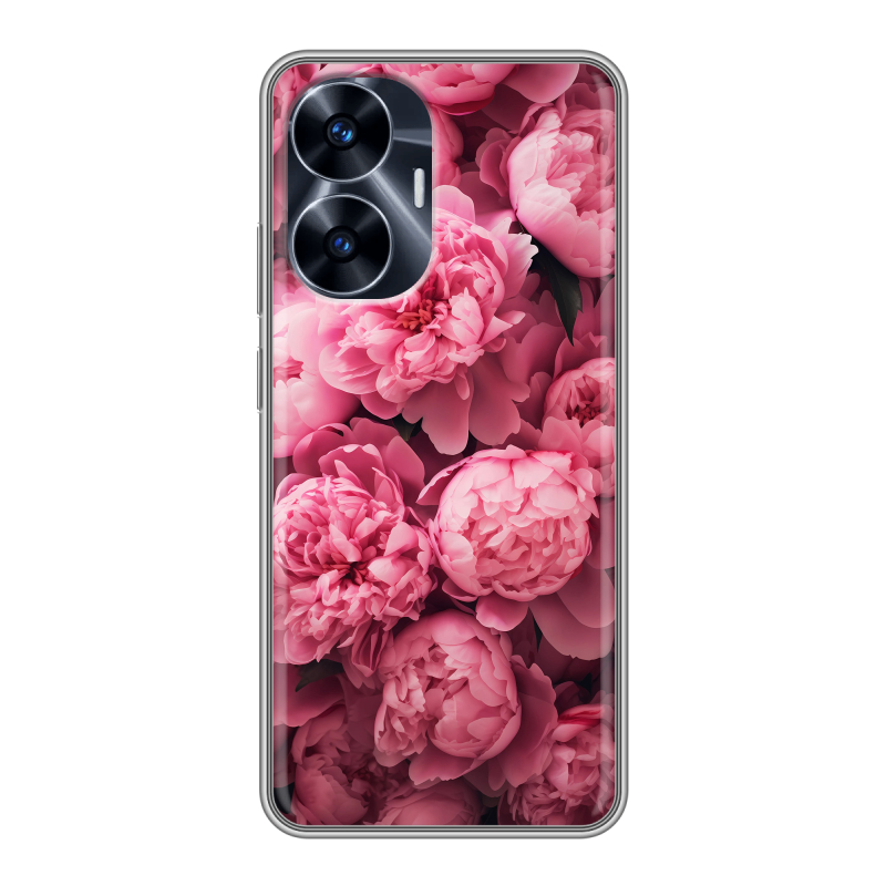 Силиконовый чехол на Realme C55 с принтом цветы пионы Силиконовый чехол на Realme C55 с принтом цветы пионы