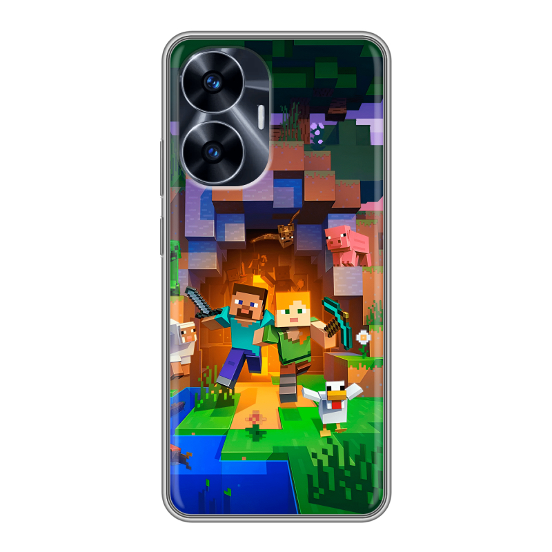 Силиконовый чехол на Realme C55 с принтом Майнкрафт Minecraft Силиконовый чехол на Realme C55 с принтом Майнкрафт Minecraft