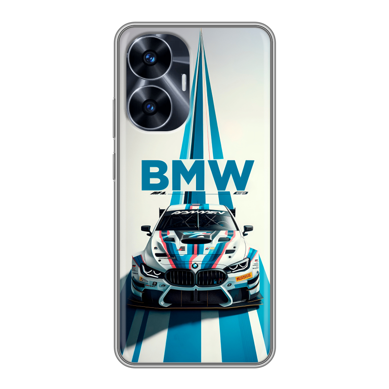Силиконовый противоударный чехол на Realme C55 с принтом БМВ BMW Силиконовый противоударный чехол на Realme C55 с принтом БМВ BMW