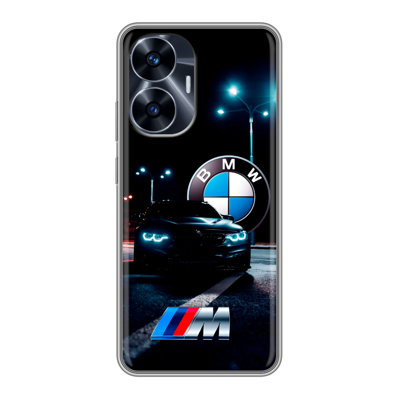 Силиконовый чехол на Realme C55 с принтом БМВ BMW Силиконовый чехол на Realme C55 с принтом БМВ BMW