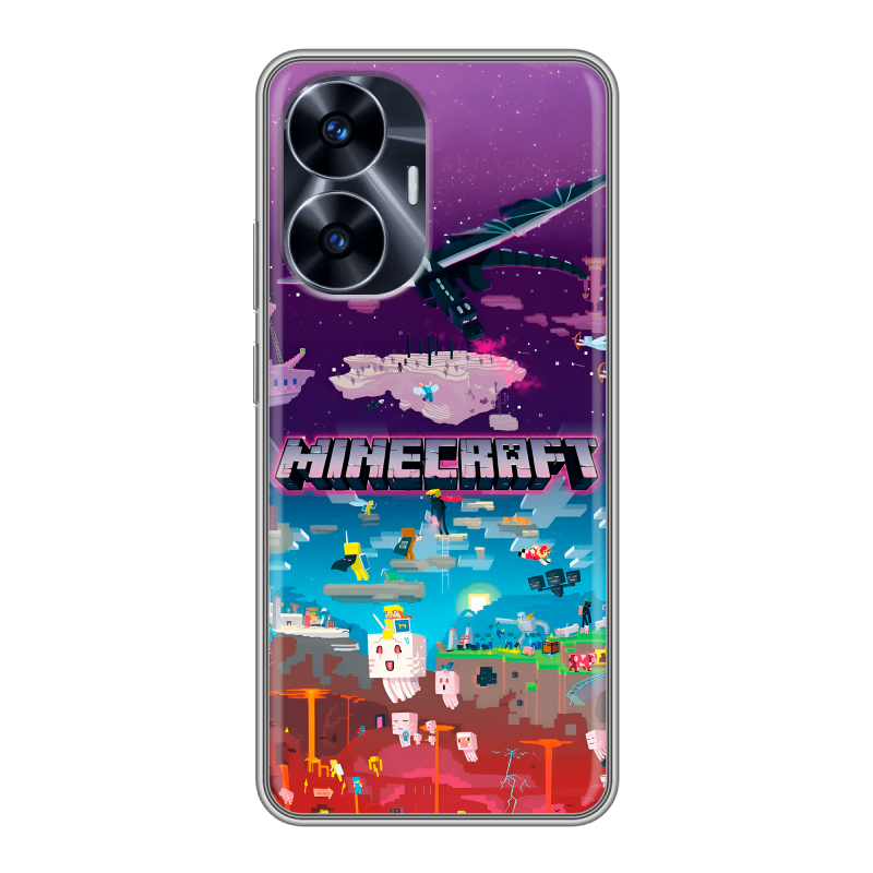 Силиконовый чехол на Realme C55 с принтом Майнкрафт Minecraft Силиконовый чехол на Realme C55 с принтом Майнкрафт Minecraft