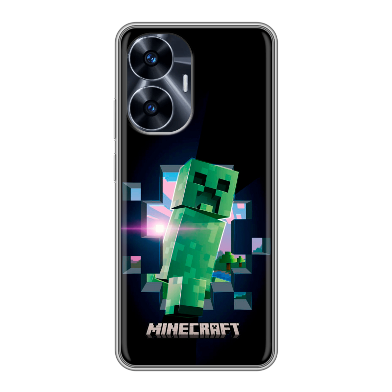 Силиконовый чехол на Realme C55 с принтом Майнкрафт Minecraft Силиконовый чехол на Realme C55 с принтом Майнкрафт Minecraft