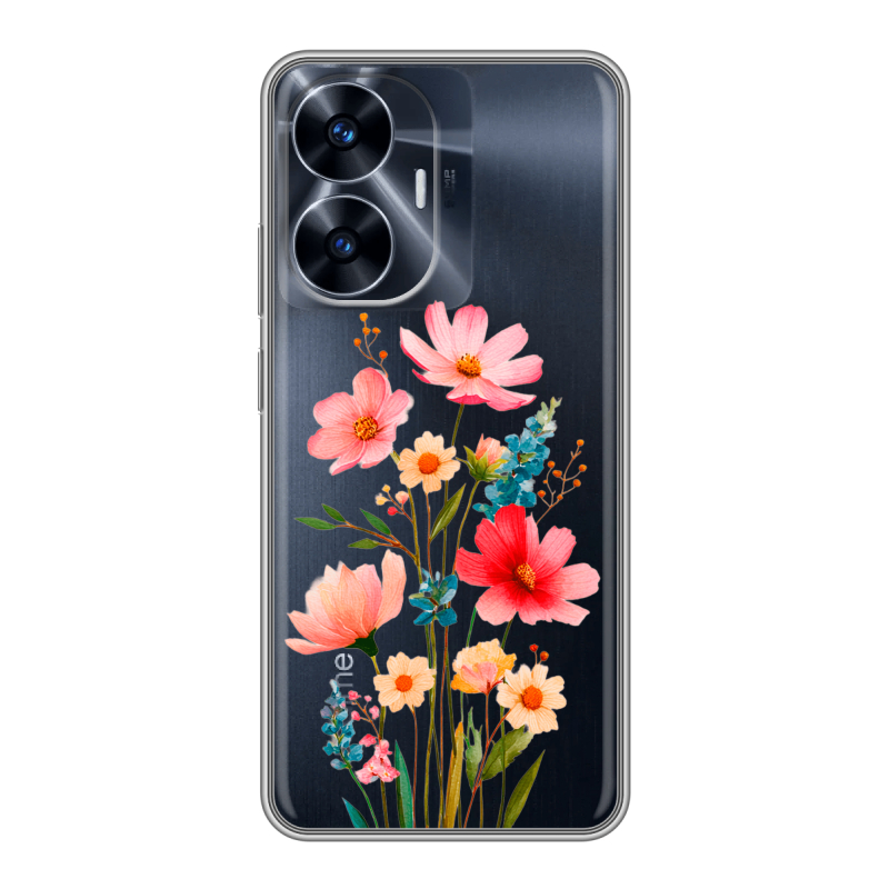 Силиконовый чехол на Realme C55 с принтом Цветы Силиконовый чехол на Realme C55 с принтом Цветы