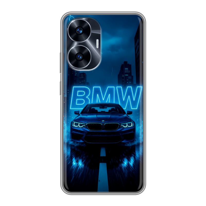 Силиконовый чехол на Realme C55 с принтом BMW БМВ Силиконовый чехол на Realme C55 с принтом BMW БМВ