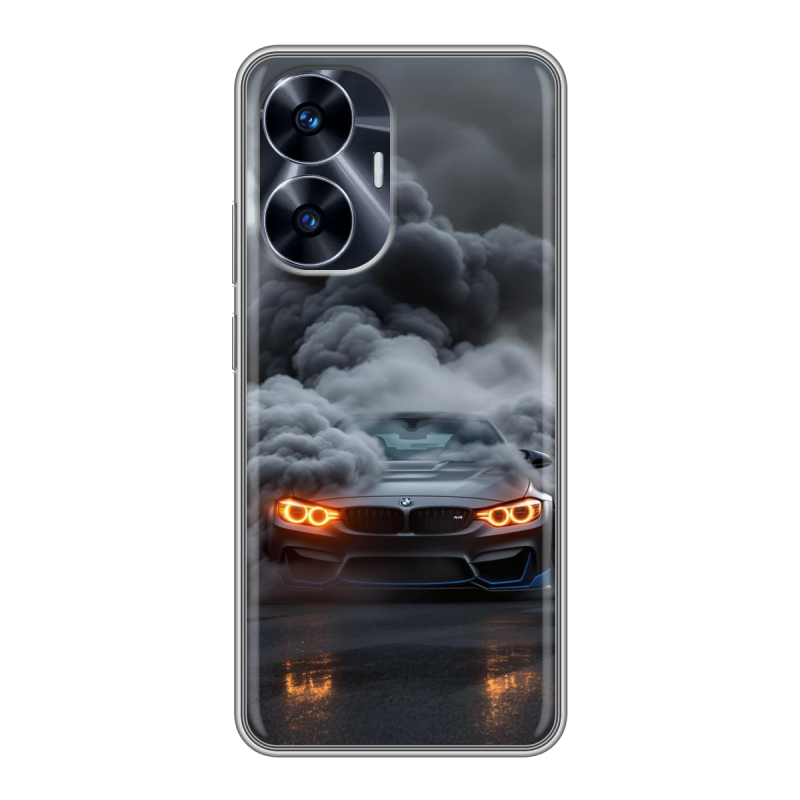 Силиконовый противоударный чехол на Realme C55 с принтом BMW БМВ Силиконовый противоударный чехол на Realme C55 с принтом BMW БМВ