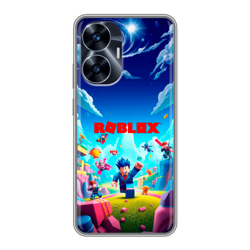Силиконовый противоударный чехол на Realme C55 с принтом Roblox Роблокс Силиконовый противоударный чехол на Realme C55 с принтом Roblox Роблокс