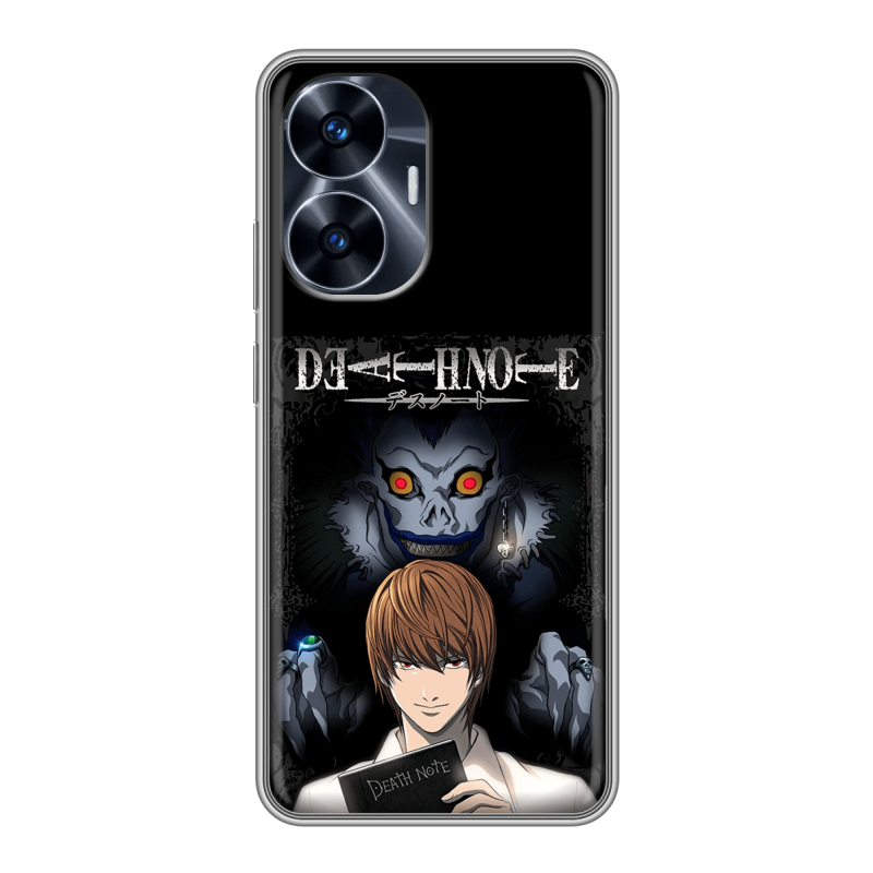 Силиконовый противоударный чехол на Realme C55 с принтом Death note Тетрадь смерти Силиконовый противоударный чехол на Realme C55 с принтом Death note Тетрадь смерти