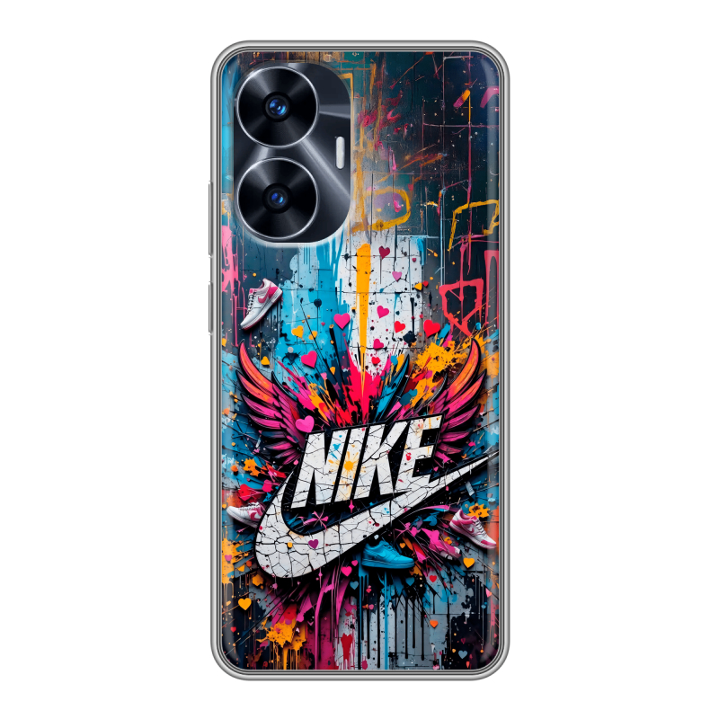 Силиконовый чехол на Realme C55 с принтом Nike Найк Силиконовый чехол на Realme C55 с принтом Nike Найк