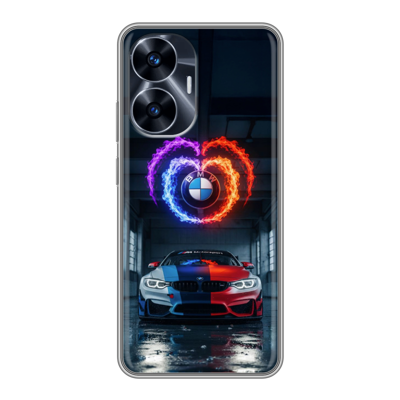 Силиконовый чехол на Realme C55 с принтом BMW БМВ Силиконовый чехол на Realme C55 с принтом BMW БМВ
