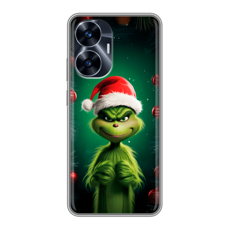 Силиконовый чехол на Realme C55 с принтом Гринч Новый год Рождество Силиконовый чехол на Realme C55 с принтом Гринч Новый год Рождество