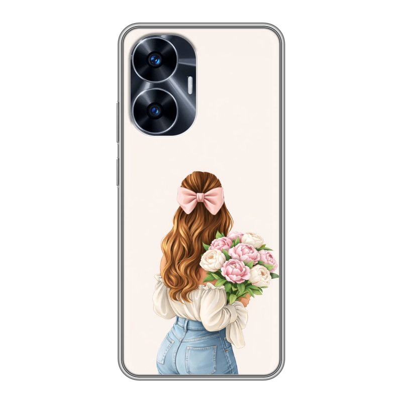 Силиконовый чехол на Realme C55 с принтом женский Силиконовый чехол на Realme C55 с принтом женский