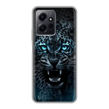 Силиконовый чехол на Xiaomi RedMi Note 12 с принтом Темный леопард Силиконовый чехол на Xiaomi RedMi Note 12 с принтом Темный леопард