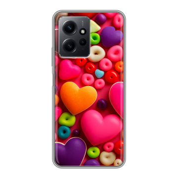 Силиконовый чехол на Xiaomi RedMi Note 12 с принтом Сердечки Силиконовый чехол на Xiaomi RedMi Note 12 с принтом Сердечки
