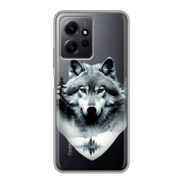 Силиконовый чехол на Xiaomi RedMi Note 12 с принтом Волк в лесу Силиконовый чехол на Xiaomi RedMi Note 12 с принтом Волк в лесу