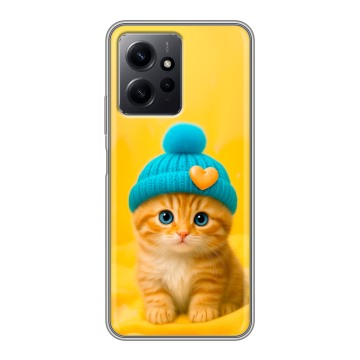 Силиконовый чехол на Xiaomi RedMi Note 12 с принтом Котенок в шапке