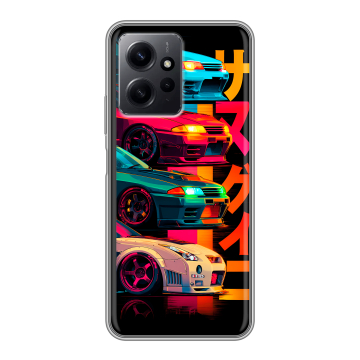 Силиконовый чехол на Xiaomi RedMi Note 12 с принтом Гоночные машины