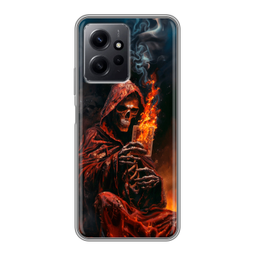 Силиконовый чехол на Xiaomi RedMi Note 12 с принтом Скелет и карты Силиконовый чехол на Xiaomi RedMi Note 12 с принтом Скелет и карты
