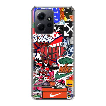 Силиконовый чехол на Xiaomi RedMi Note 12 с принтом Найк Nike яркий Силиконовый чехол на Xiaomi RedMi Note 12 с принтом Найк Nike яркий