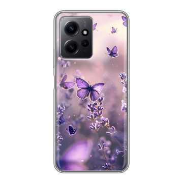 Силиконовый чехол на Xiaomi RedMi Note 12 с принтом бабочки и лаванда