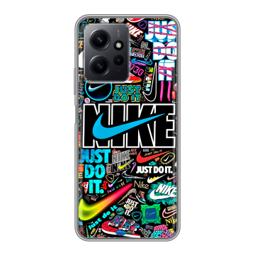 Силиконовый чехол на Xiaomi RedMi Note 12 с принтом найк nike черный