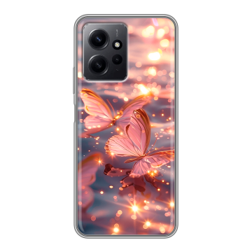 Силиконовый чехол на Xiaomi RedMi Note 12 с принтом бабочки розовые