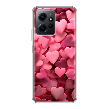 Силиконовый чехол на Xiaomi RedMi Note 12 с принтом розовые сердечки Силиконовый чехол на Xiaomi RedMi Note 12 с принтом розовые сердечки