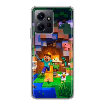 Силиконовый чехол на Xiaomi RedMi Note 12 с принтом Майнкрафт Minecraft