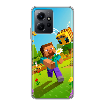 Силиконовый чехол на Xiaomi RedMi Note 12 с принтом Майнкрафт Minecraft Силиконовый чехол на Xiaomi RedMi Note 12 с принтом Майнкрафт Minecraft
