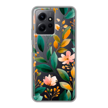 Силиконовый чехол на Xiaomi RedMi Note 12 с принтом Цветы паттерн Силиконовый чехол на Xiaomi RedMi Note 12 с принтом Цветы паттерн