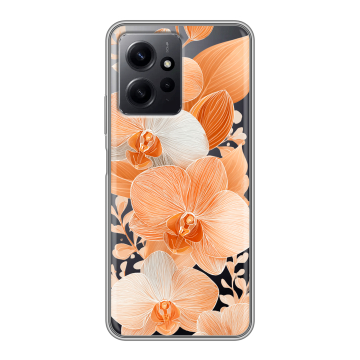 Силиконовый чехол на Xiaomi RedMi Note 12 с принтом Бежевые цветы Силиконовый чехол на Xiaomi RedMi Note 12 с принтом Бежевые цветы