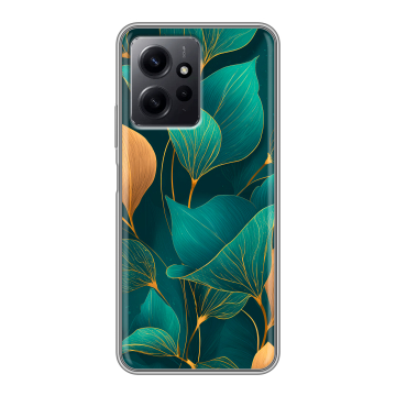 Силиконовый чехол на Xiaomi RedMi Note 12 с принтом Листья и золото Силиконовый чехол на Xiaomi RedMi Note 12 с принтом Листья и золото