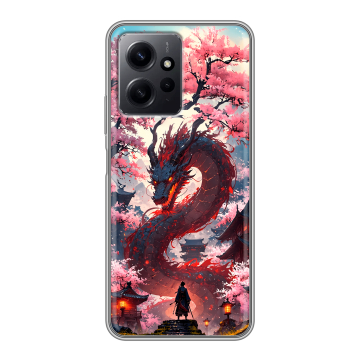 Силиконовый чехол на Xiaomi RedMi Note 12 с принтом Дракон Японский Силиконовый чехол на Xiaomi RedMi Note 12 с принтом Дракон Японский