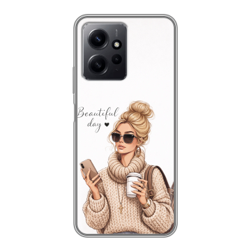 Силиконовый чехол на Xiaomi RedMi Note 12 с принтом женский Силиконовый чехол на Xiaomi RedMi Note 12 с принтом женский