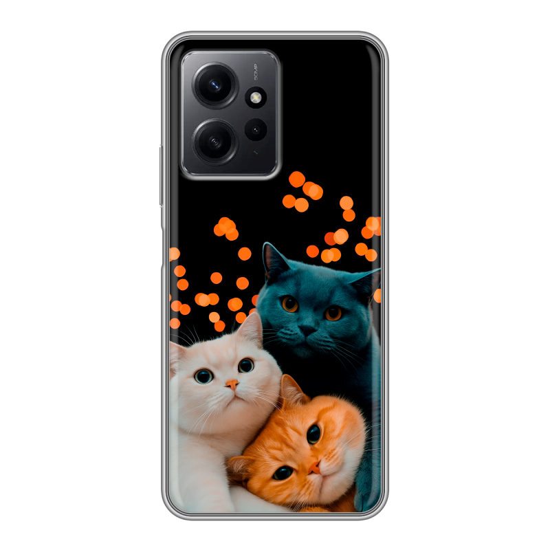Силиконовый противоударный чехол на Xiaomi RedMi Note 12 с принтом Кошки Силиконовый противоударный чехол на Xiaomi RedMi Note 12 с принтом Кошки