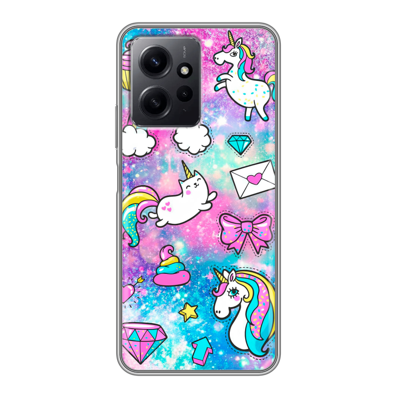 Силиконовый чехол на Xiaomi RedMi Note 12 с принтом Единороги Силиконовый чехол на Xiaomi RedMi Note 12 с принтом Единороги