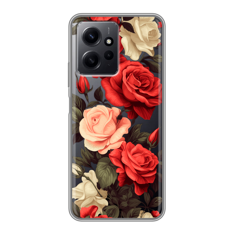 Силиконовый чехол на Xiaomi RedMi Note 12 с принтом Розы Силиконовый чехол на Xiaomi RedMi Note 12 с принтом Розы