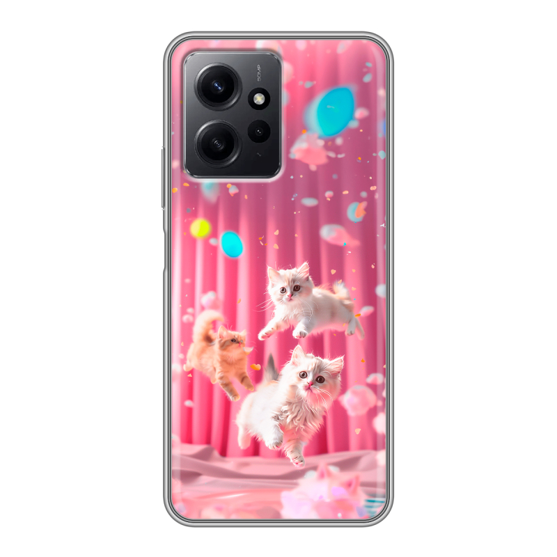 Силиконовый противоударный чехол на Xiaomi RedMi Note 12 с принтом милые котики Силиконовый противоударный чехол на Xiaomi RedMi Note 12 с принтом милые котики