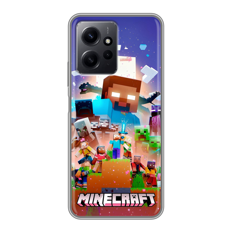 Силиконовый чехол на Xiaomi RedMi Note 12 с принтом Майнкрафт Minecraft Силиконовый чехол на Xiaomi RedMi Note 12 с принтом Майнкрафт Minecraft