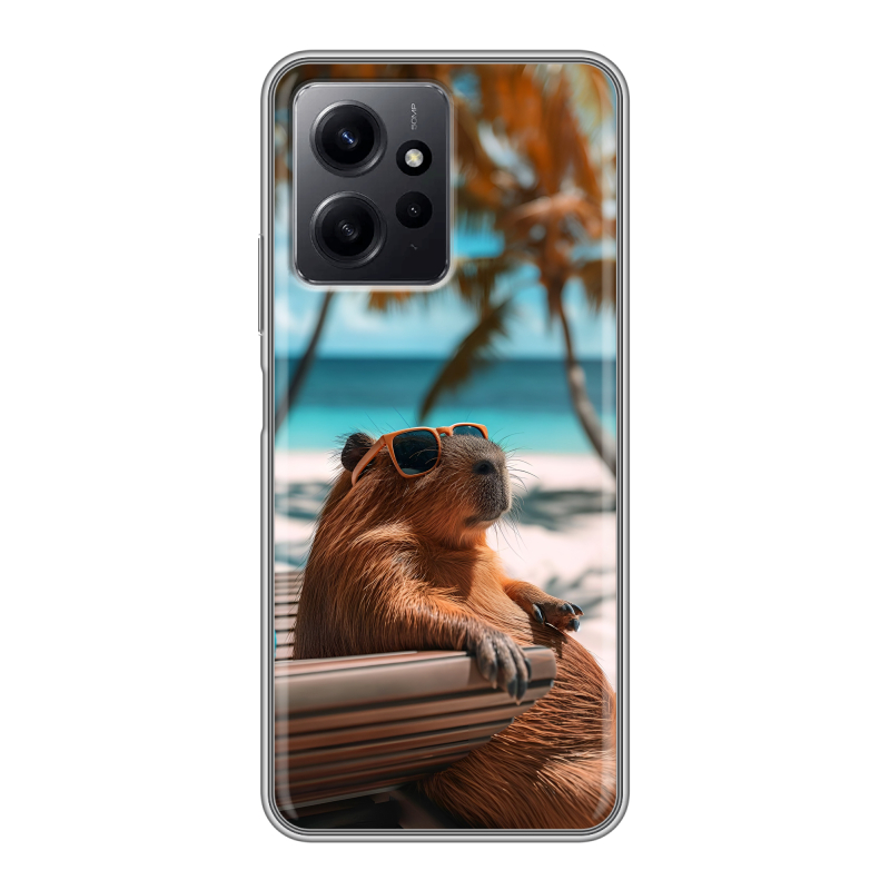 Силиконовый чехол на Xiaomi RedMi Note 12 с принтом Капибара Силиконовый чехол на Xiaomi RedMi Note 12 с принтом Капибара