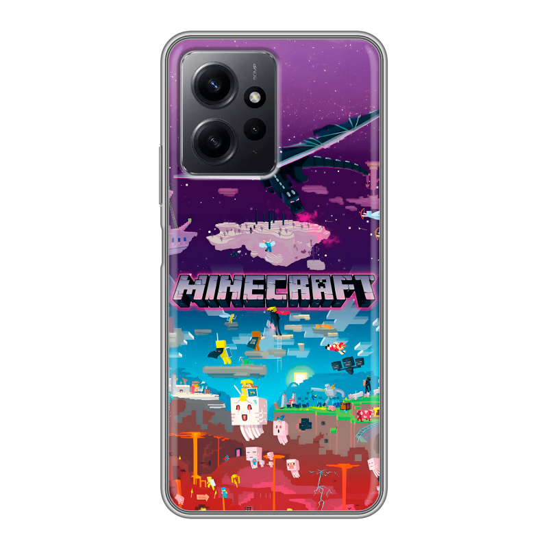 Силиконовый противоударный чехол на Xiaomi RedMi Note 12 с принтом Майнкрафт Minecraft Силиконовый противоударный чехол на Xiaomi RedMi Note 12 с принтом Майнкрафт Minecraft